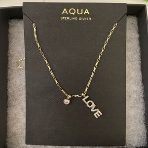 Aqua Love Drop Pendant Necklace Gold-Plated Sterling Silver, 16"-18"